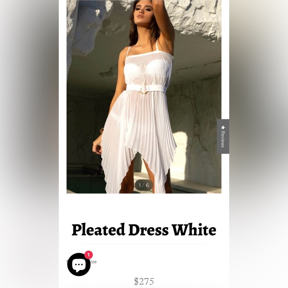 Resort Pleated White Convertible Dress / Skirt - Picture 4 of 6